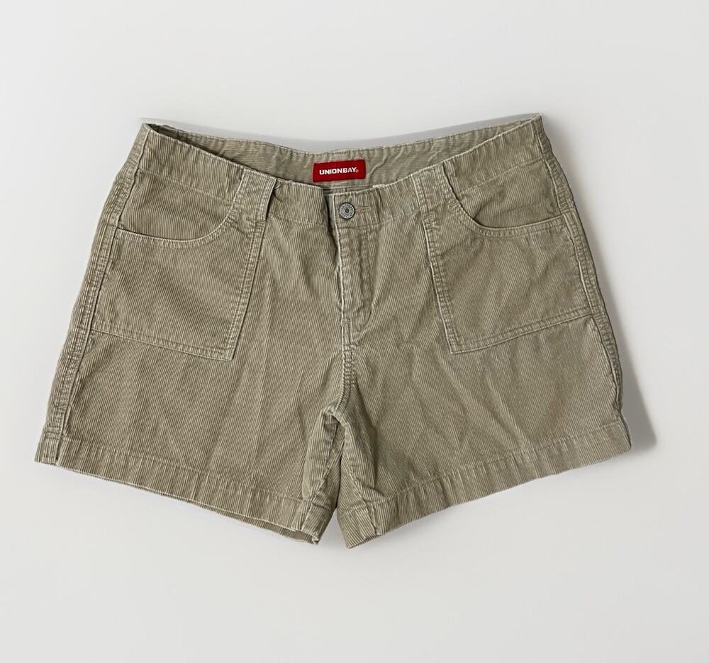 Vintage 90s UnionBay Corduroy Shorts Juniors 13 Khaki Grunge Gorpcore Utility